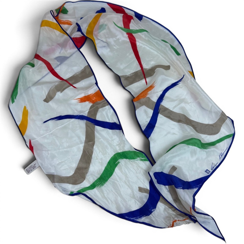 Vintage 1970's Anne Klein for Vera Companies Silk Scarf Colorful Abstract Brush